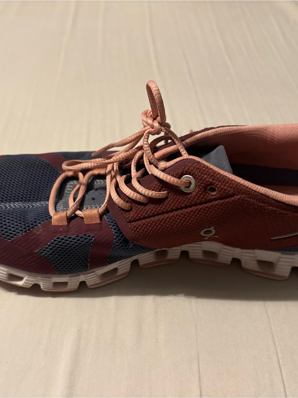 On Running Women's Athletic Shoe - Coral Pink and Navy Blue
